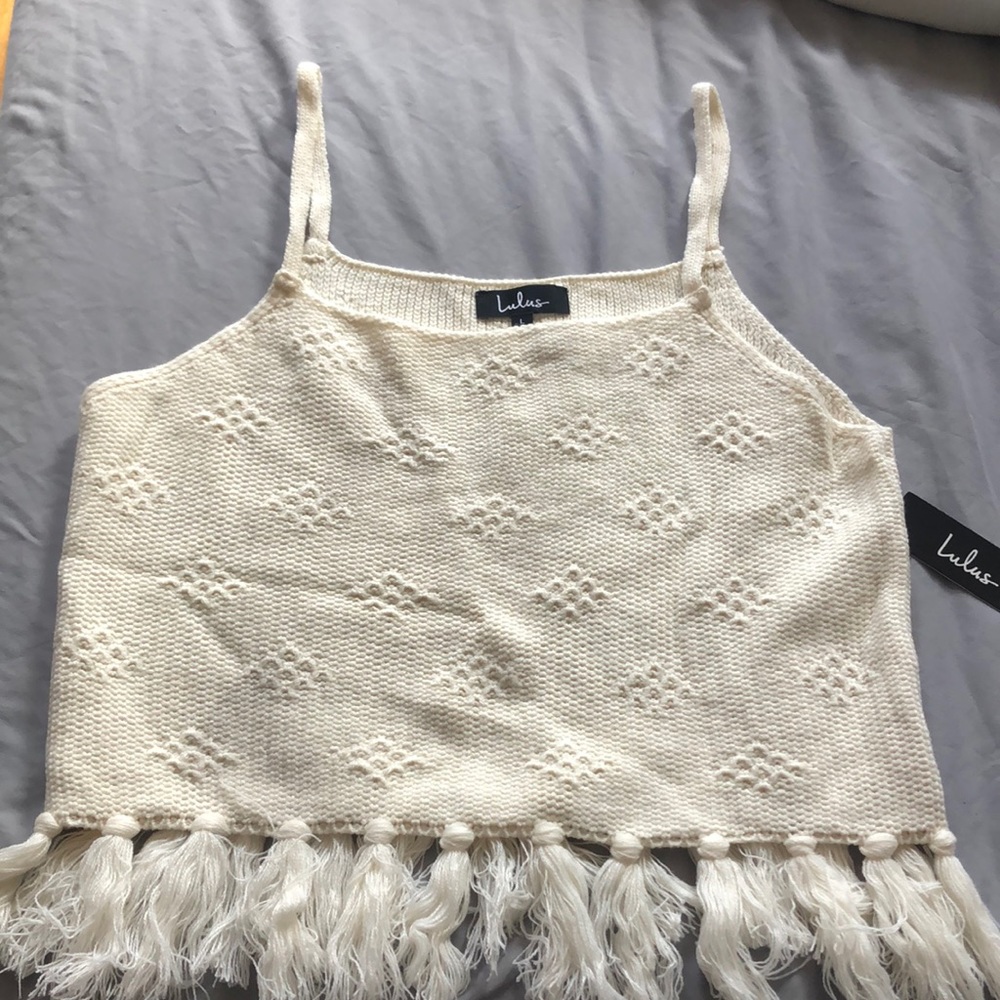Lulus crocheted off white tank top
